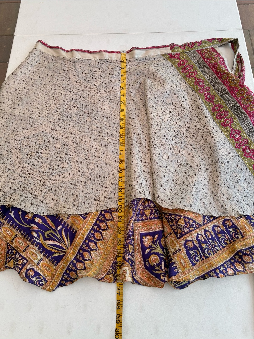 Silk Reversible Wrap Around Floral Skirt - Picture 6 of 13